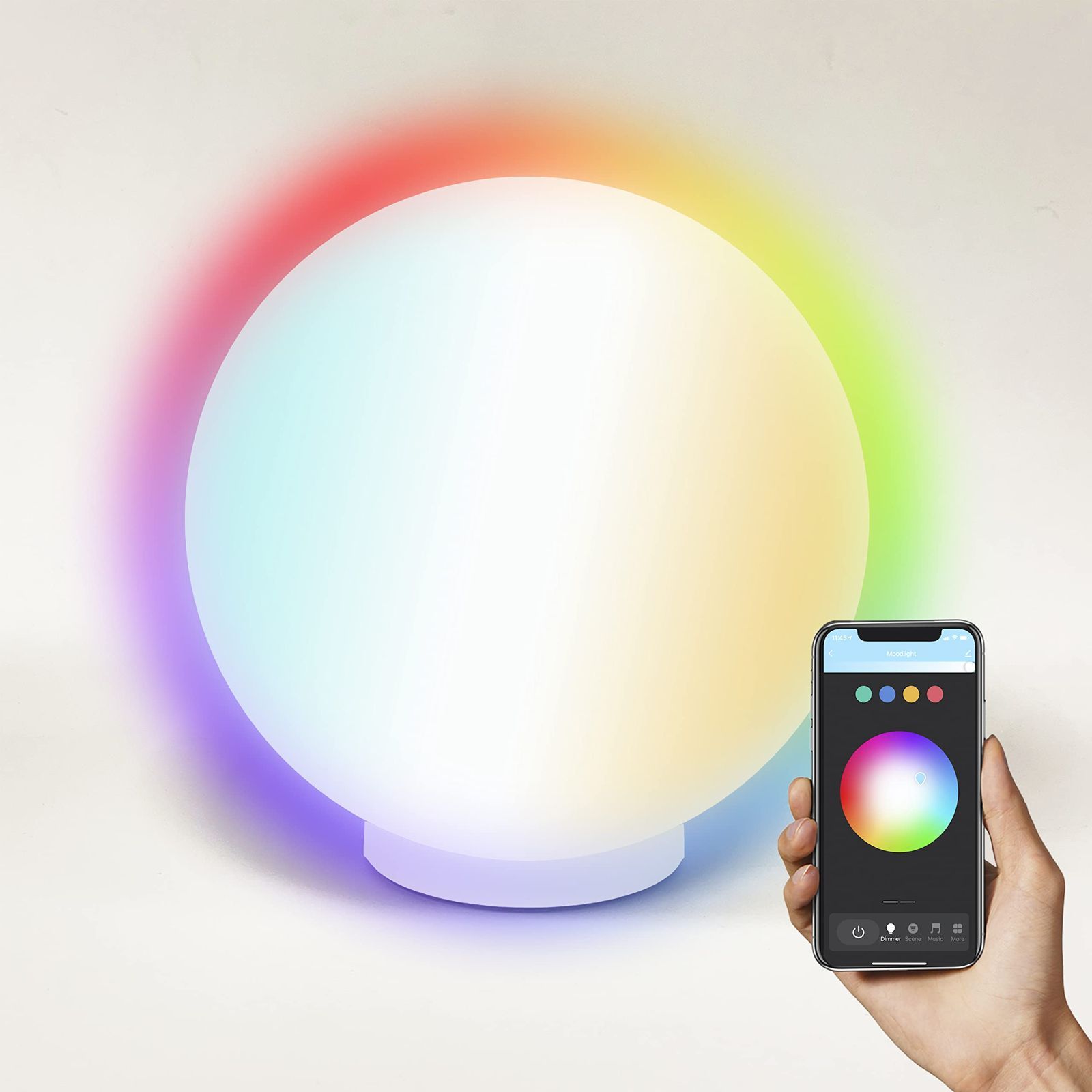 【人気商品】アイオーイー(iO.e) LEDスマートライト Wi-Fi接続 スマートフォンアプリで制御 Alexa/Google Home対応音声制御 ナイトライト ボールランタン 間接照明 デスクランプ スタンドライト ム