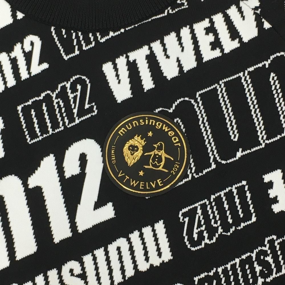 送料無料。 超 マンシングウェア×V12 セーター 黒×白 斜めロゴ総柄 防風裏地付 メンズ S ゴルフウェア Munsingwear 夏セール開催中。