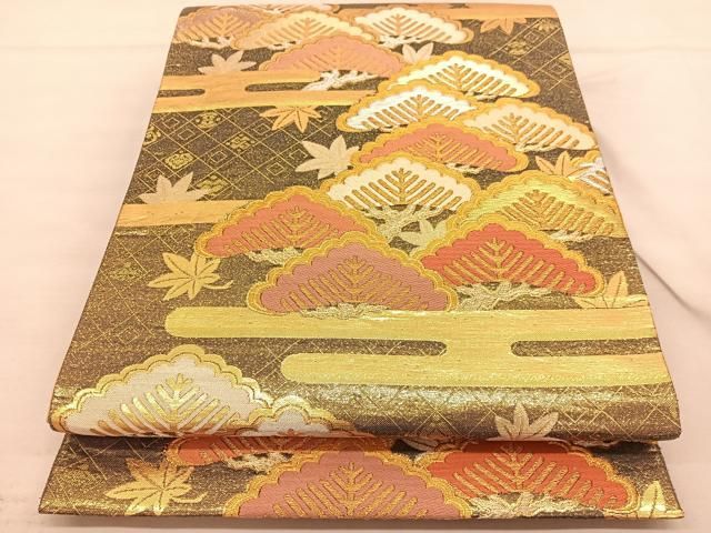 平和屋着物◎六通柄袋帯 唐織 Elegans 金銀糸 正絹 逸品 未使用