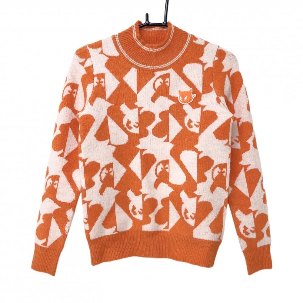 超美品】ワック ハイネックセーター オレンジ×白 ロゴ総柄 超美品】ワック ハイネックセーター オレンジ×白 ロゴ総柄