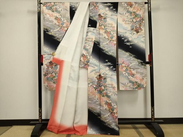 平和屋着物○豪華振袖 色無地 弁柄色 ロング丈 正絹 逸品 AAAT5186ck