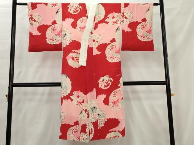 平和屋着物□アンティーク 大正ロマン 長襦袢 袷 立波花文 正絹 逸品