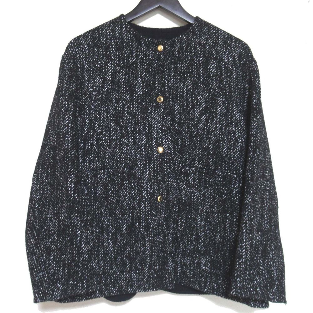 23AW Drawer ドゥロワー WINTER2 ツイードケヌキジャケット 6522-234-0809 36サイズ ブラック×ホワイト レディース 古着