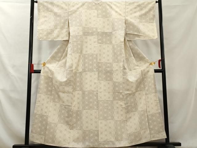 平和屋着物▽上質な小紋 単衣 麻の葉間道 正絹 逸品 AAAW1554fy