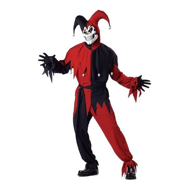 EVIL JESTER ピエロ ジョーカー ブラック-レッド 衣装 コスチューム M 大人男性用 コスプレ