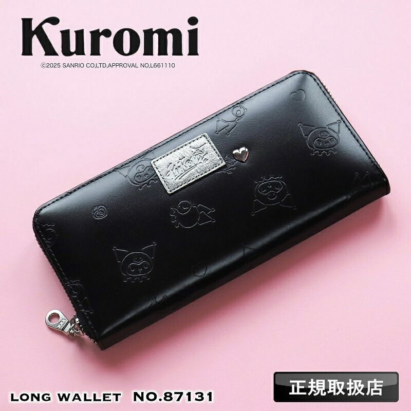 新品 財布 レディース 長財布 ラウンド クロミ サンリオ 公式品 本革 BK 財布 レディース 長財布 ラウンド Kuromi ブランド クロミ 本革