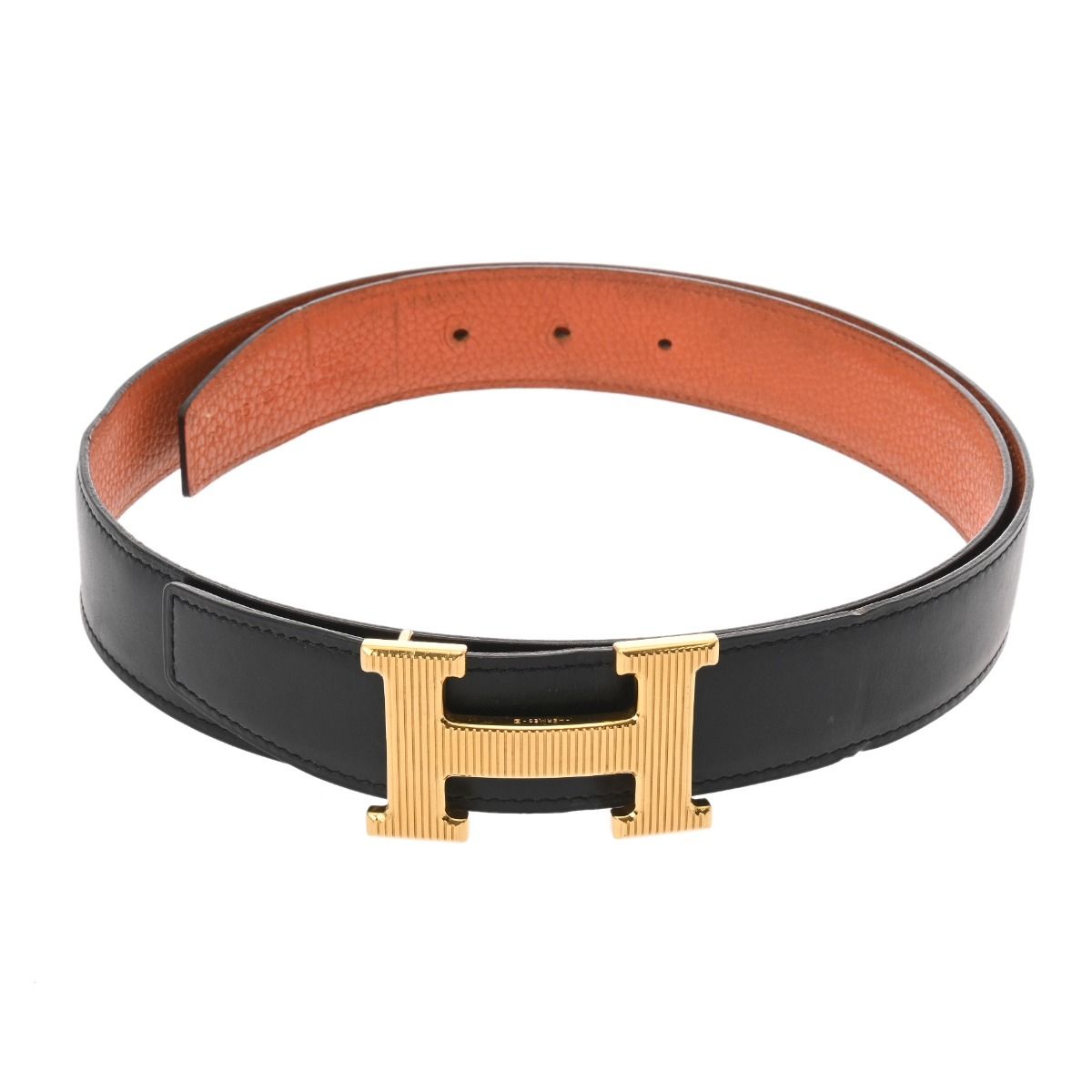 エルメス Hベルト ゴールドバックル サイズ85 リバーシブル ブラック  