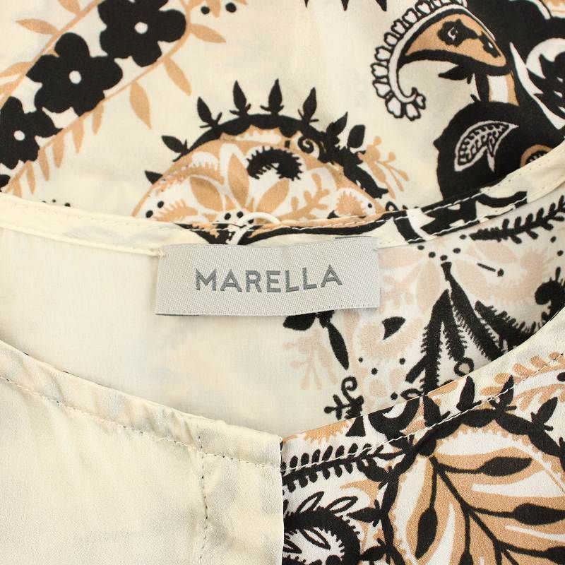 マレーラ シャツ ブラウス ノースリーブ ボウタイ ペイズリー柄 40 ベージュ マレーラ MARELLA シャツ ブラウス ノースリーブ ボウタイ