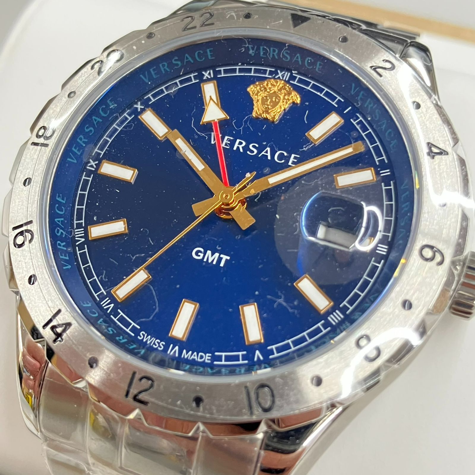 VERSACE 腕時計ヘレニウムGMT 青文字盤クォーツ | ヤマダウェブコム