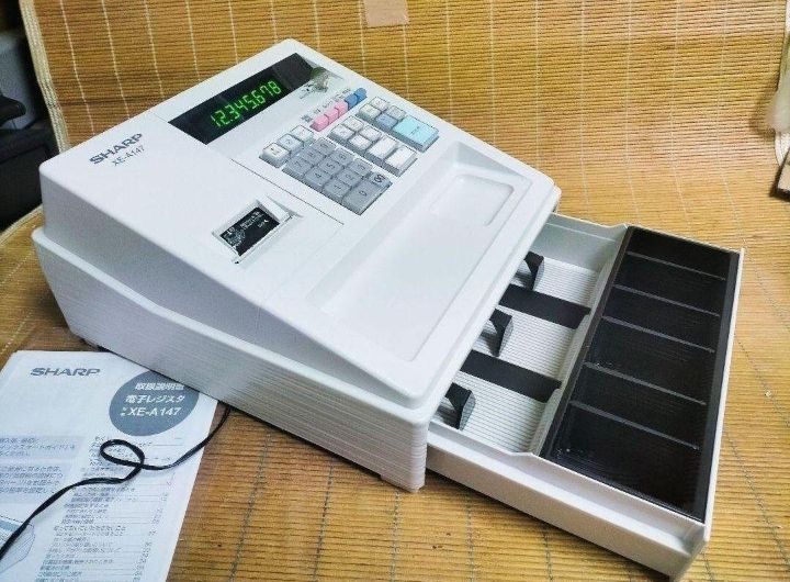 美品シャープレジスター　XE-A147PC連携売上管理フル設定無料　430005 SHARP XE-A147 レジスター