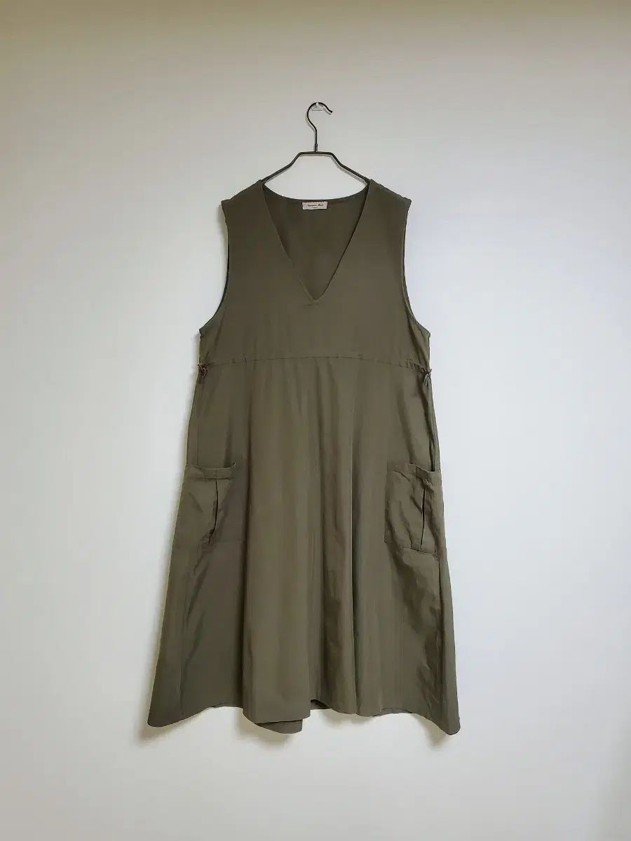 Samansa Mos サマンタモス 2 カーキ色 綿 シャカシャカ素材 ワンピース