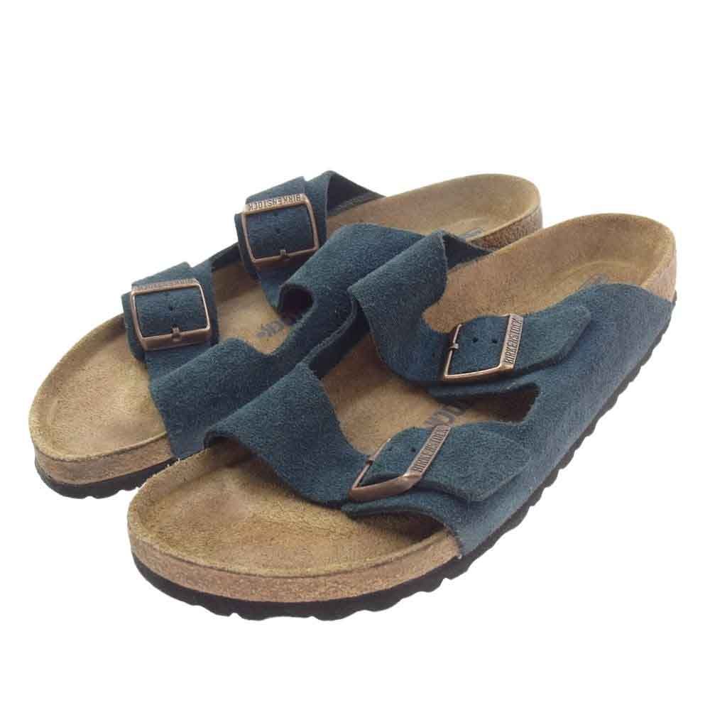 BIRKENSTOCK ビルケンシュトック サンダル Arizona アリゾナ スエード レザー サンダル ソフトベット Navy ブラウン系 ネイビー系 43【中古】