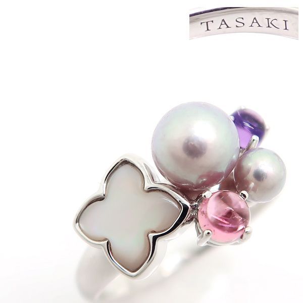 TASAKI マルチストーンリングK18 WG