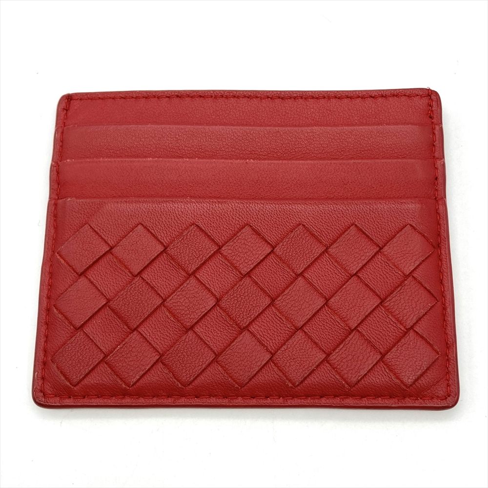ボッテガヴェネタ BOTTEGA VENETA イントレチャート カードケース レザー レッド ユニセックス