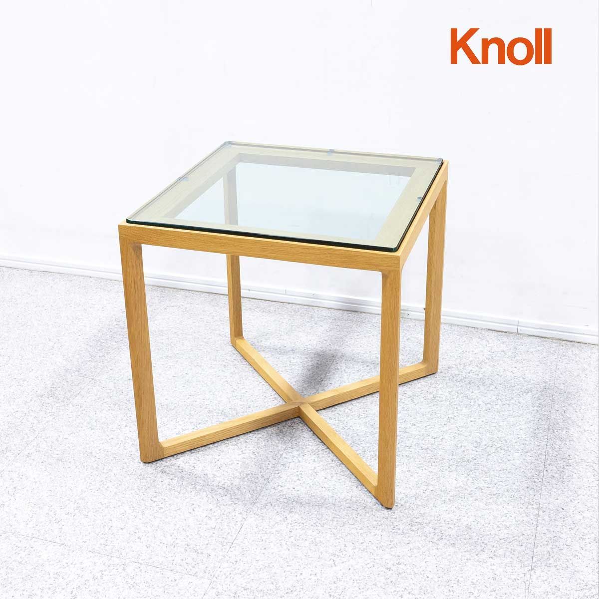 【展示品】Knoll ノル Marc Krusin Collection Low Table ローテーブル サイドテーブル 木製 ガラス天板 マーク・クルージン 定価22万【配送要確認】