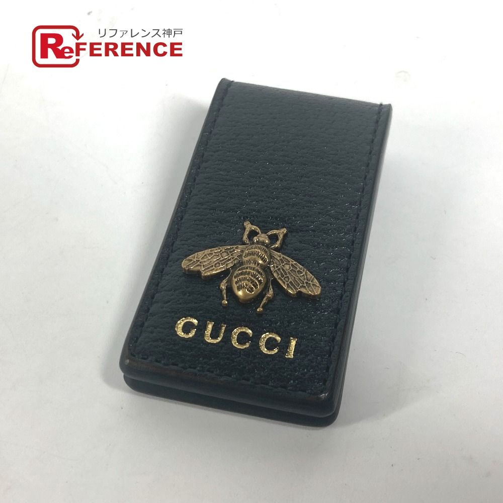 GUCCI レザー マネークリップ 蜂のモチーフ GUCCI マネークリップ 蜂のモチーフ レザー