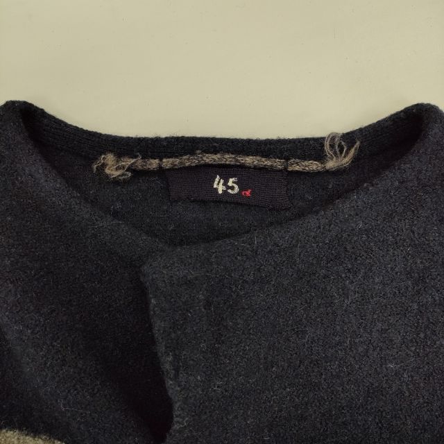 45R/45rpm ウール縮絨ボーダーコート 定価62700円 アルパカ混 コート