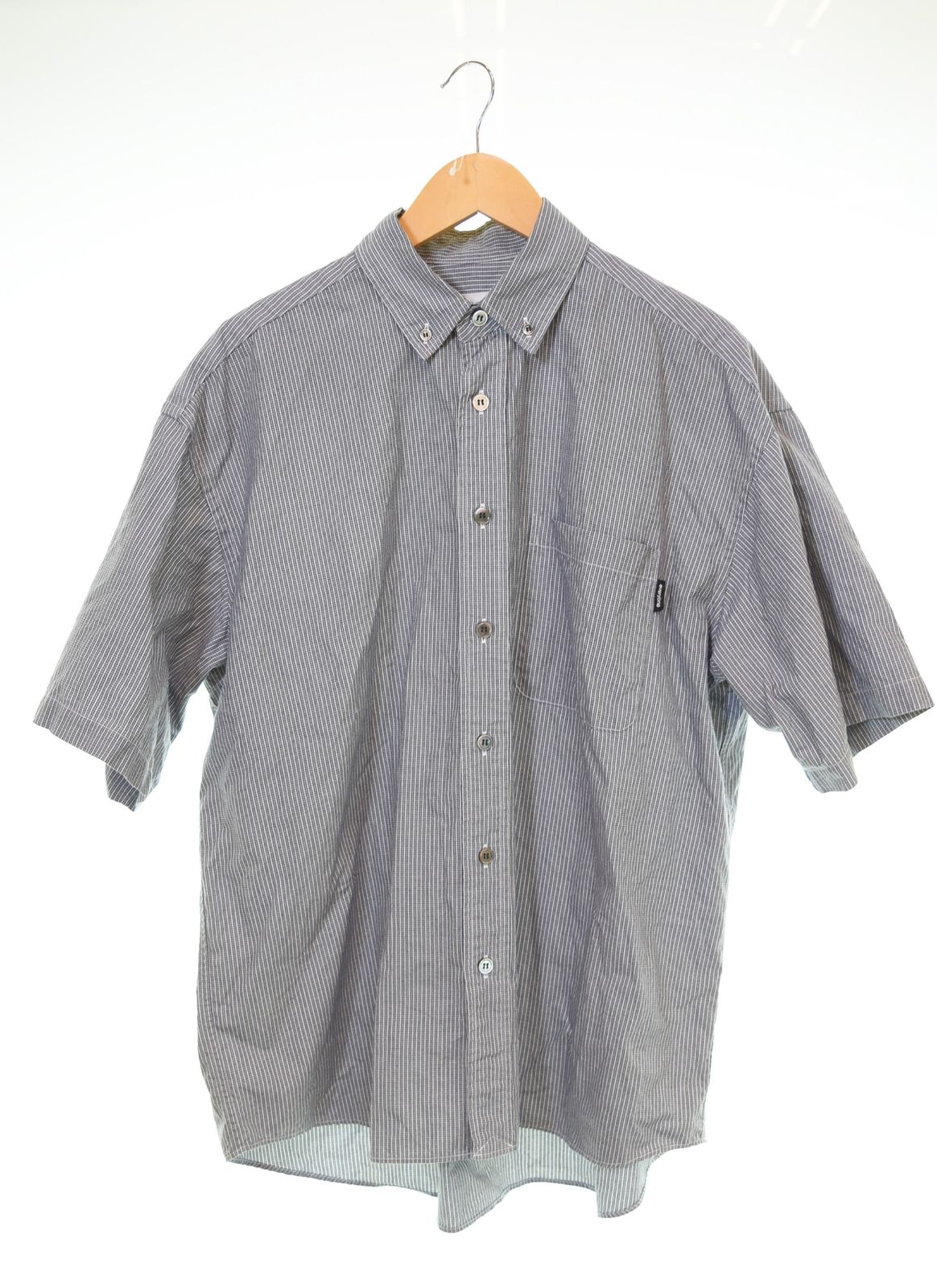 エブリワン EVERYONE oversized B D check short sleeve shirt チェックボタンダウンシャツ EV-25-SH14 半袖シャツ グレー Mサイズ 103MT-3044