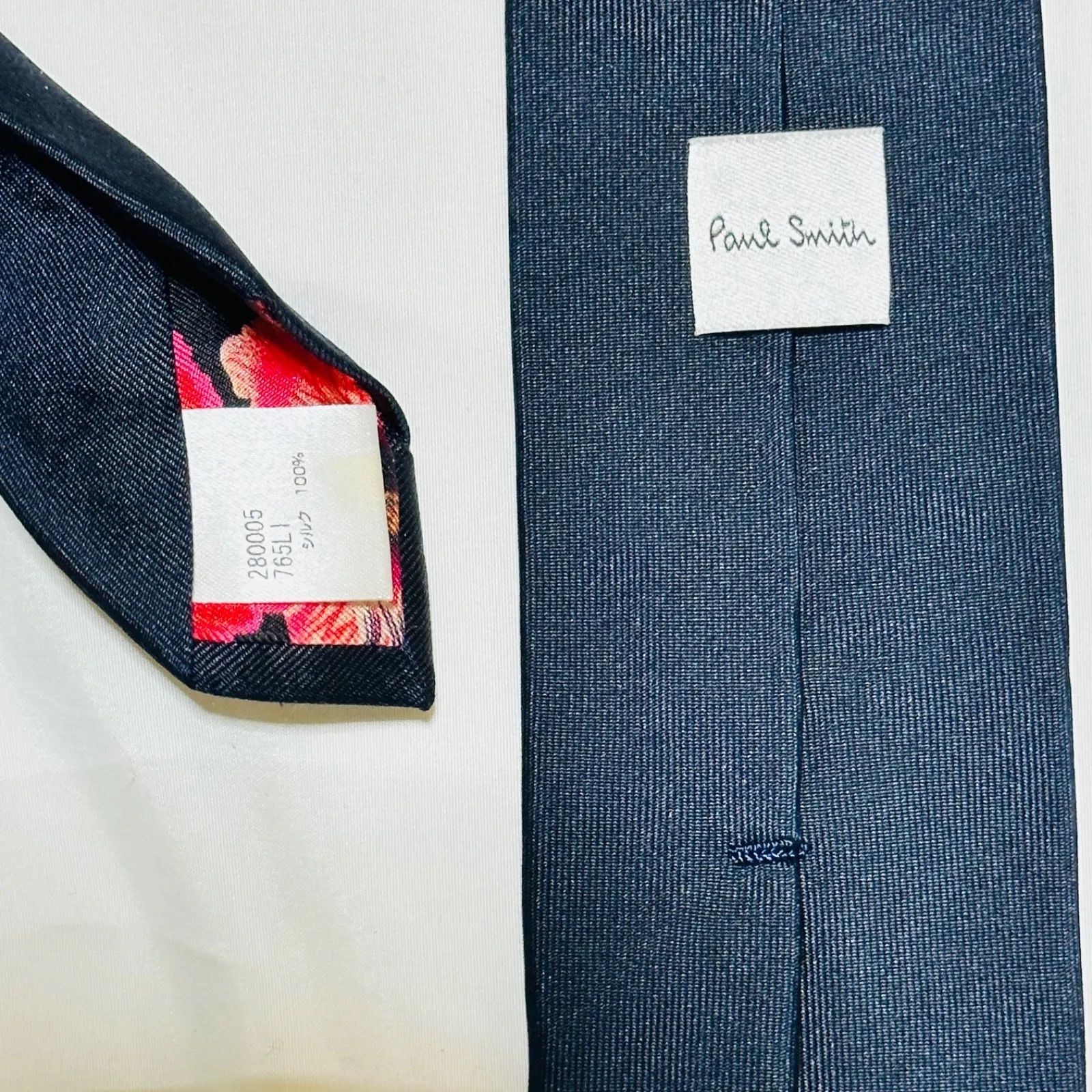 Paul Smith ポールスミス ナロータイ ネイビー 紺色 ネクタイ 花 