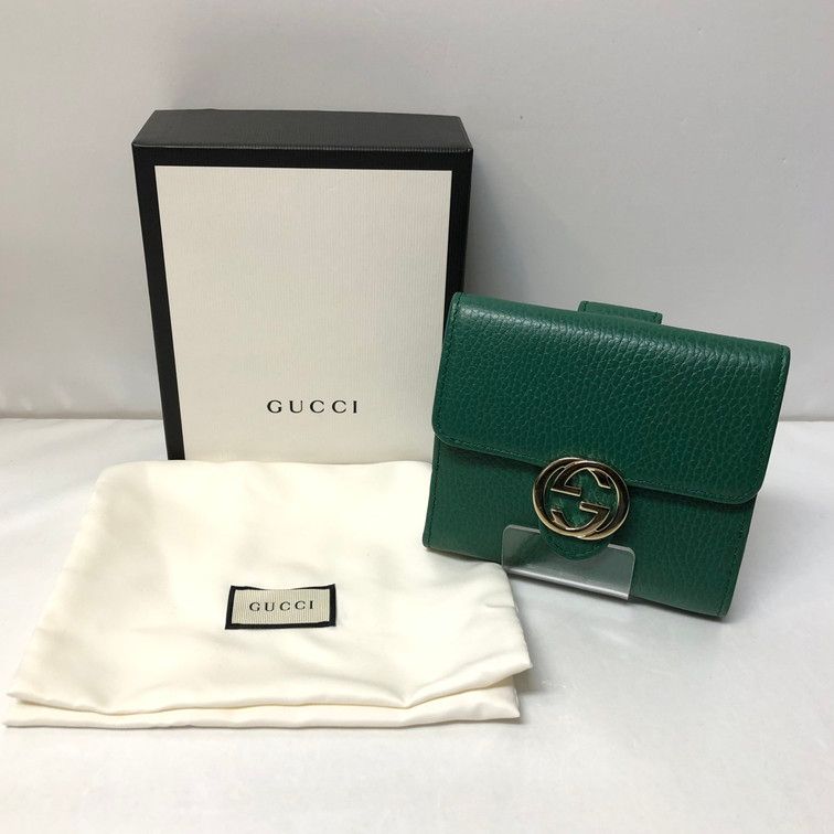 GUCCI グッチ GUCCI グッチ 615525 インターロッキングG 二つ折り財布 カラー：グリーン レディース  【181-240710-wy-6-tom】 - メルカリ