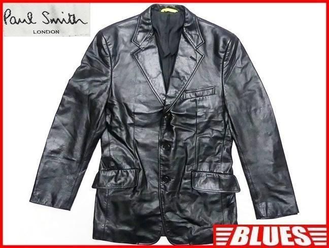 ポールスミス レザージャケット ポールスミス メンズ レザーテーラードジャケット M 黒 本革 HH2798