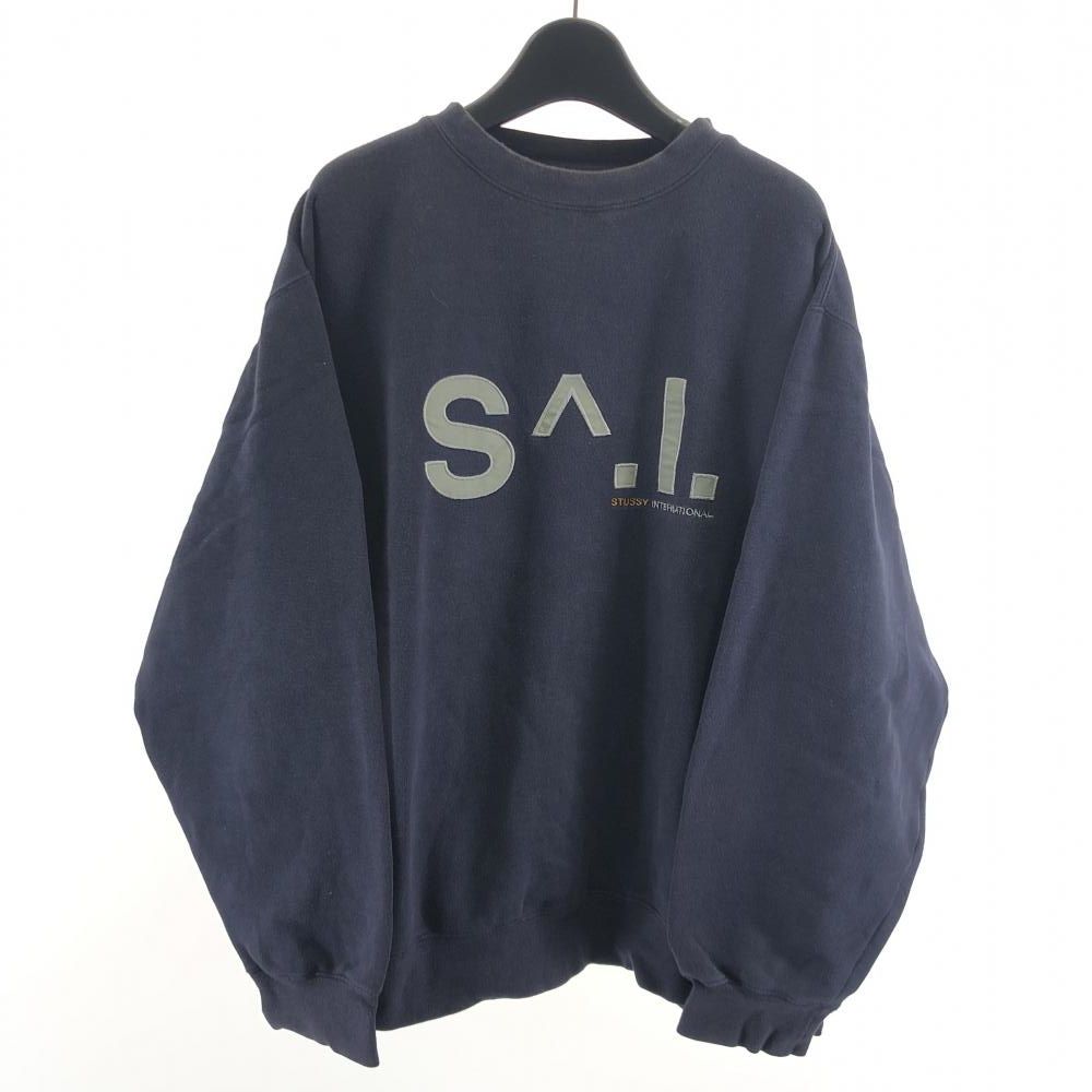中古】90s Stussy INTERNATIONAL スウェット サイズM ネイビー △首 