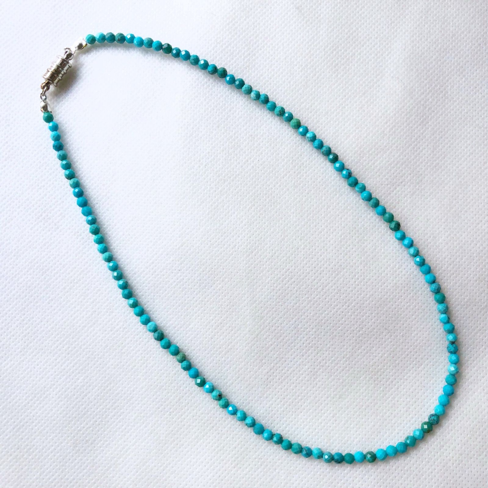 天然ターコイズ3.5mm 42cmネックレス トルコ石 男女兼用 