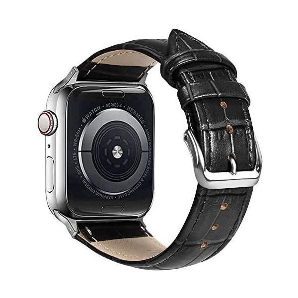 人気定番，限定SALE コンパチブル Apple Watch 用レザーベルト 41mm/40mm/38mm (ブラック 41mm/40mm/) バンド・ベルト