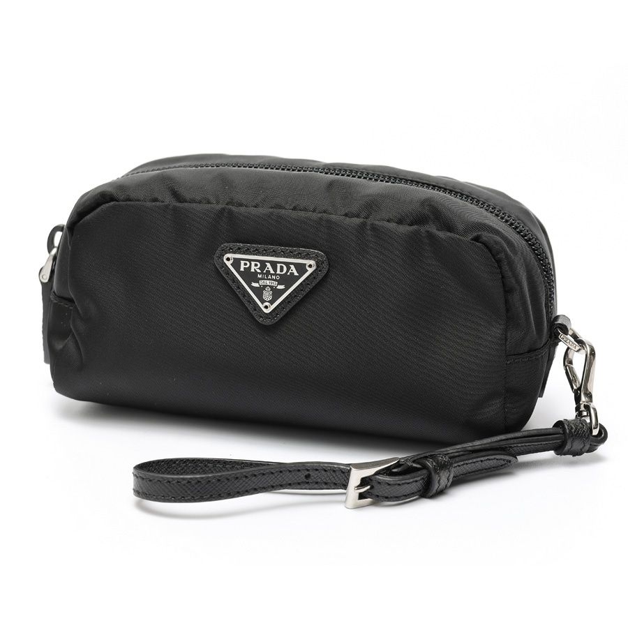 プラダ / PRADA ストラップ付き ポーチ 1NE175 ナイロン ブラック