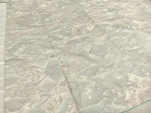 平和屋着物○本場大島紬 白大島 カタス7マルキ 人物風景花文 正絹 逸品