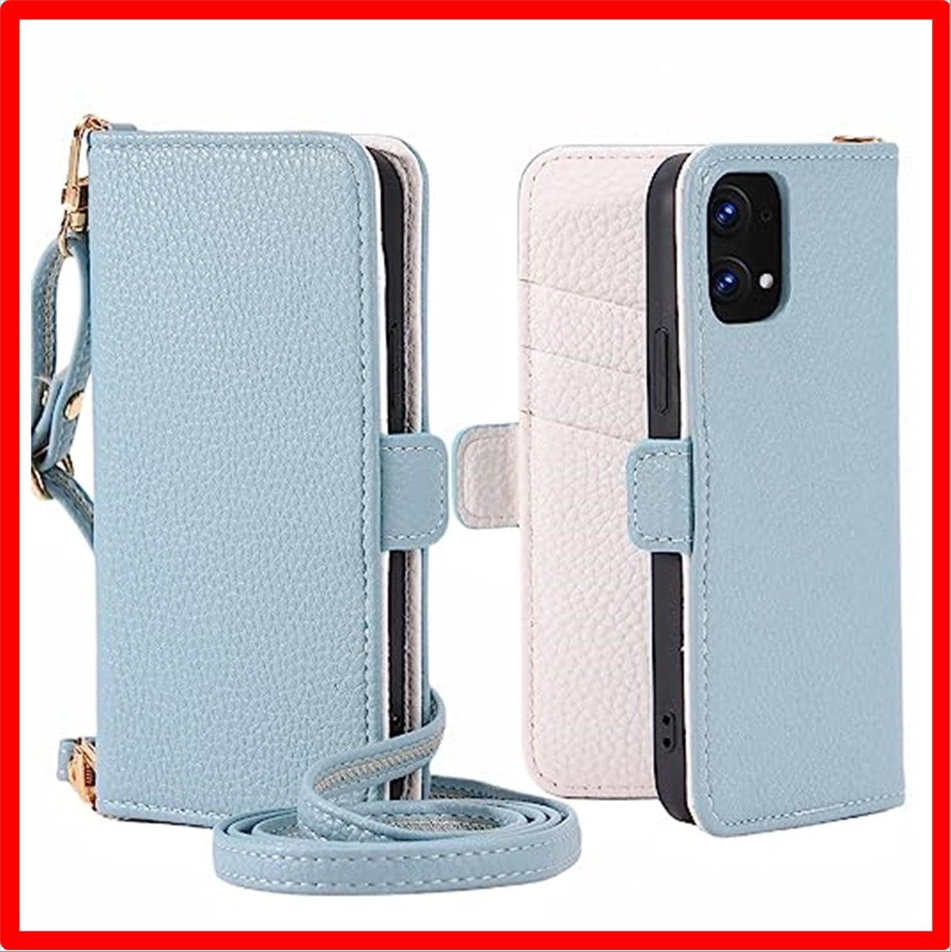 【匿名配送】 iPhone 11/iPhone XR_ブルー メ アイボリー iPhone11ケース手帳型 iPhone XR ケース 手帳型 おしゃれ 肩掛け