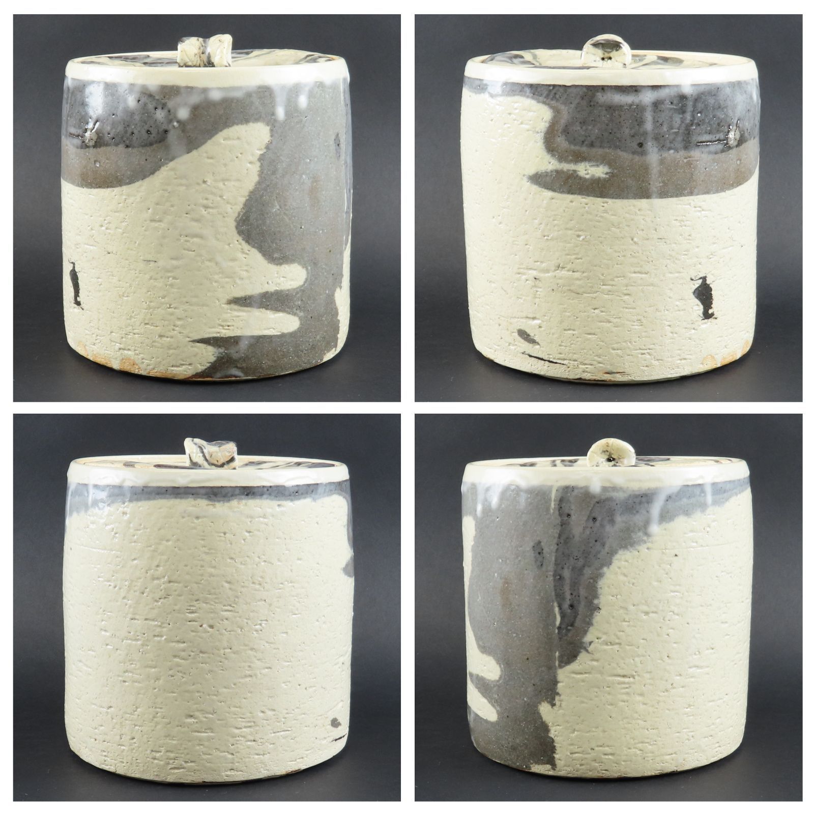 0127 美品 練上手 水指 大本教 丹波花明山窯 茶道具 在銘 共箱/かめや