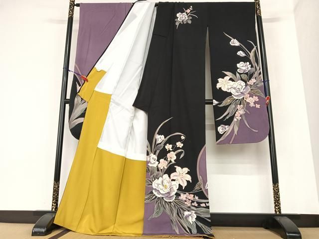 平和屋着物○豪華振袖 刺繍 草花文 金糸 金彩 ロング丈 正絹 逸品