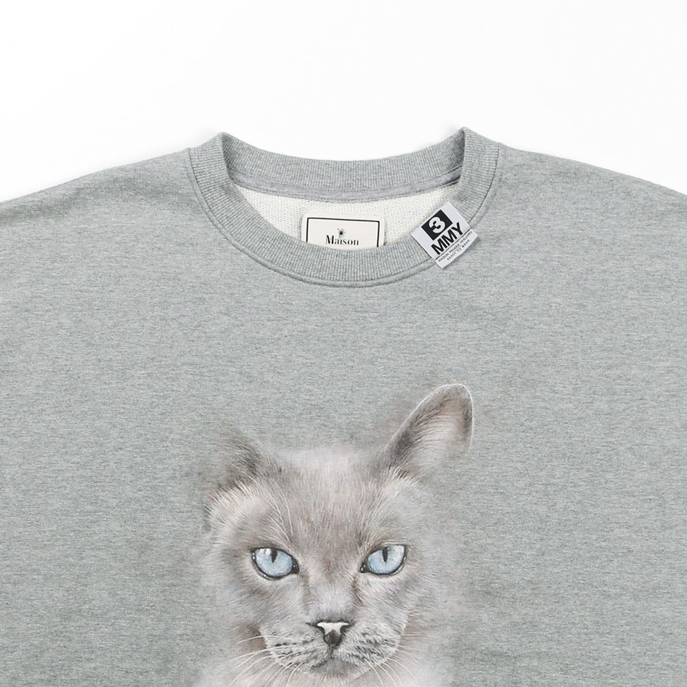 【Maison MIHARA YASUHIRO/メゾン ミハラヤスヒロ】Cat Printed Sweatshirt - GRAY / プルオーバー スウェット / A13PO662【送料無料】