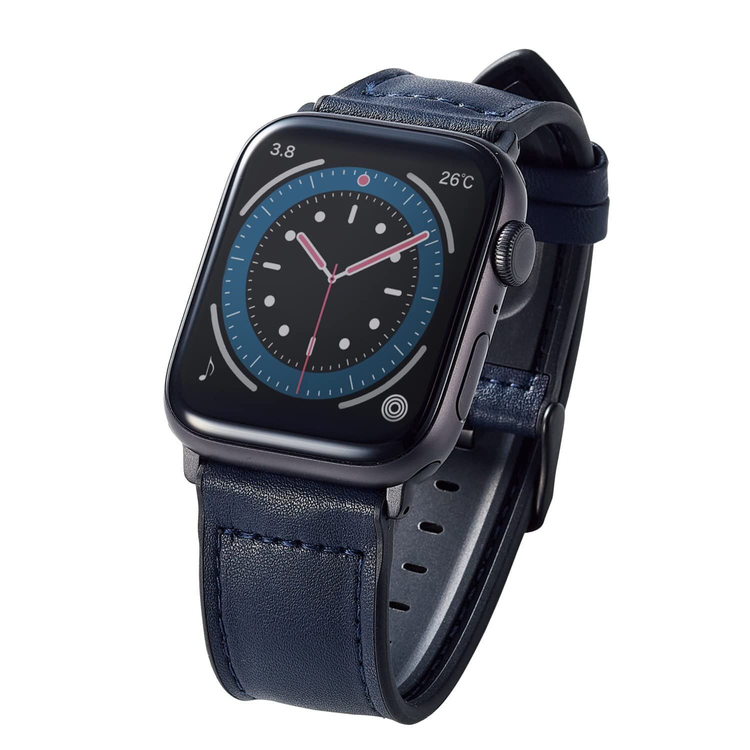 エレコム Apple Watch (アップルウォッチ) バンド 49mm 45mm 44mm 42mm レザー 革 TPU [装着感の高さと蒸れにくさを両立] 【Apple Watch Series Ultra/8/7/SE2/SE/6/5/4/3