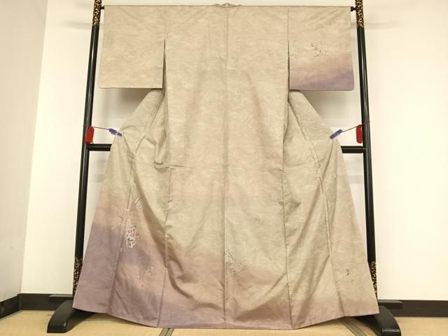 平和屋着物●本場染大島紬 訪問着 作家物 集い花 墨流し 暈し染め 正絹 AAAU0286np