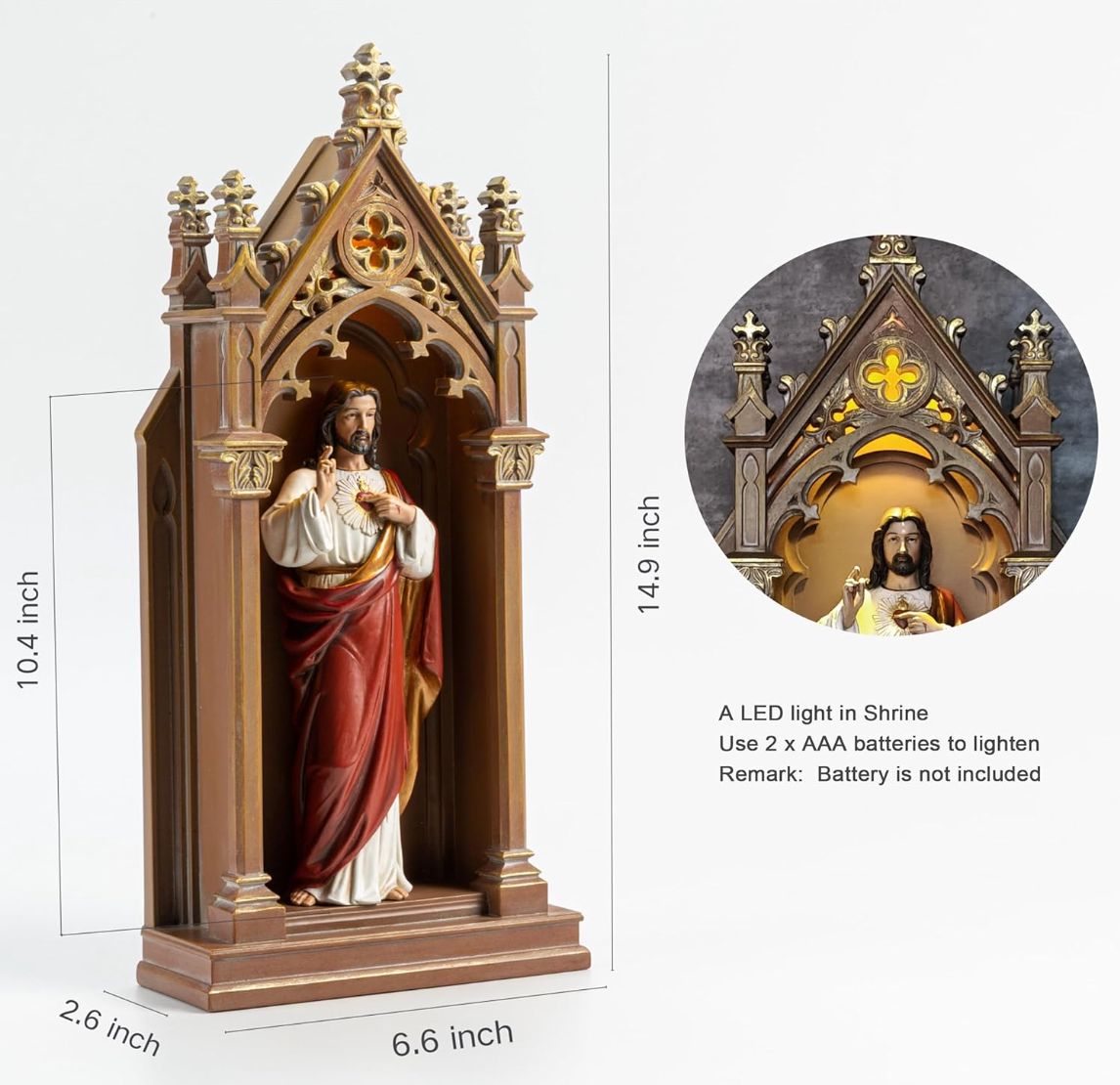 高さ14.9インチの祝福された卓上神殿 LEDライト付き