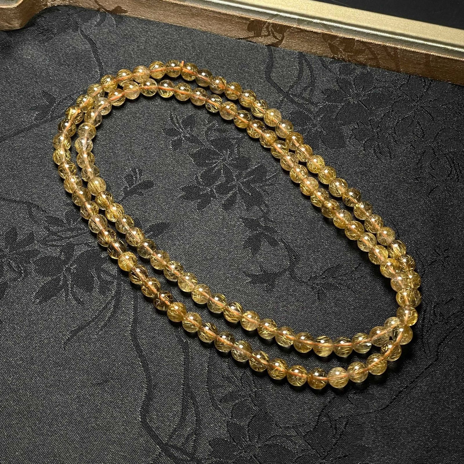 EU製 銅髪ルチルクォーツ 3本巻きブレスレット パワーストーン 天然石 金運 お守り プレゼント 6.3-6.5mm ZB9252 WWW_SHINETEETH_COM