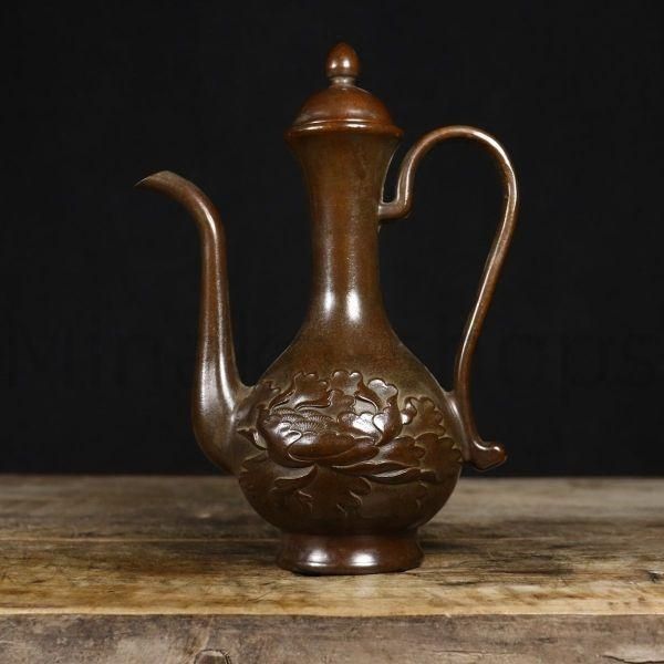 銅器 牡丹高把壺 徳利 装飾品 工芸品 置物 銅器 牡丹高把壺 徳利 装飾品 工芸品 置物 - メルカリ