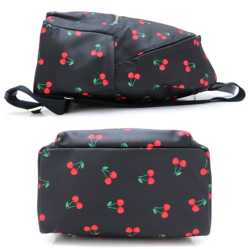 Kate Spade ケイトスペード リュック バックパック チェリー柄 ナイロン ブラック レッド レディース 352802