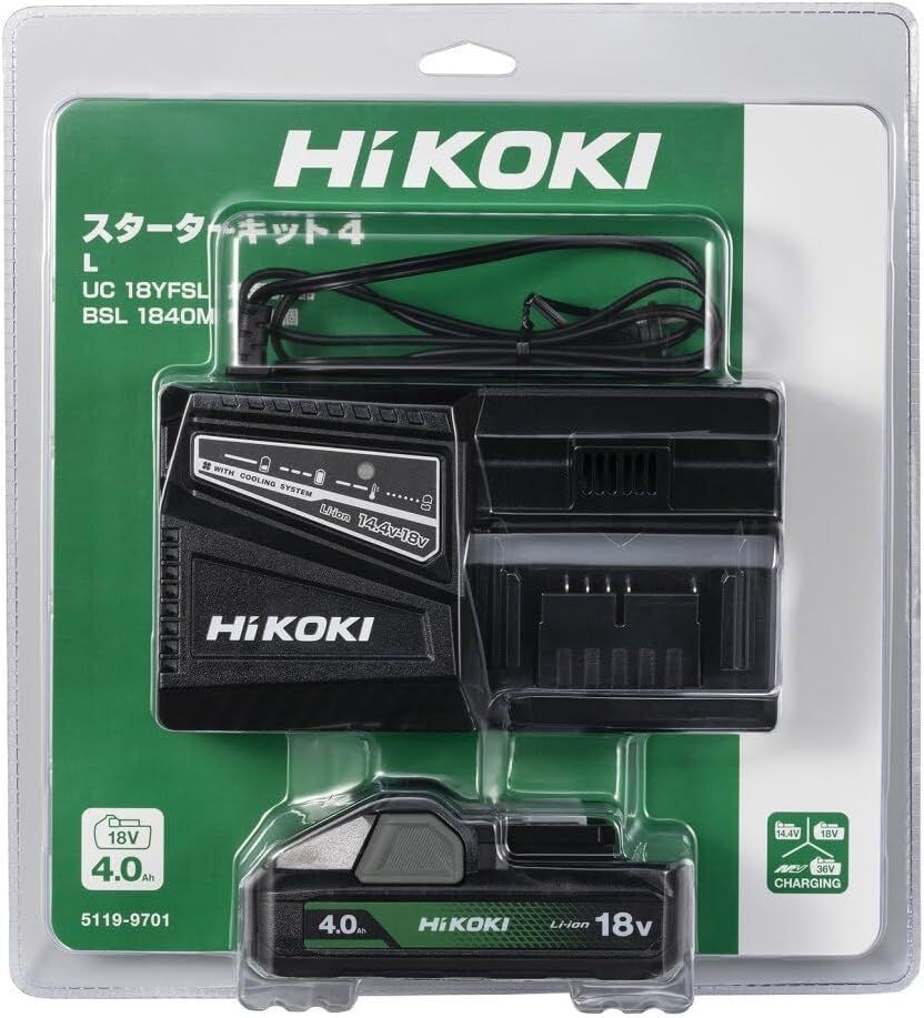 HiKOKI ハイコーキ スターターキット4 充電器 UC18YFSL 18V蓄電池 BSL1840M UC18YFSL L