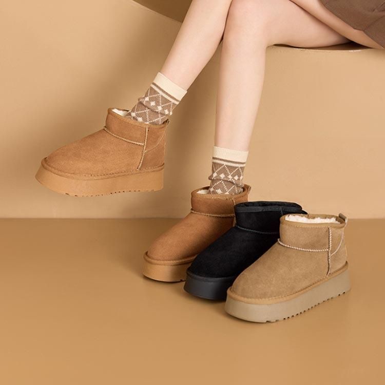 Mouton Trim Suede Boots ムートントリム スエード ブーツ 切り替え厚底ムートンブーツ | EYARN