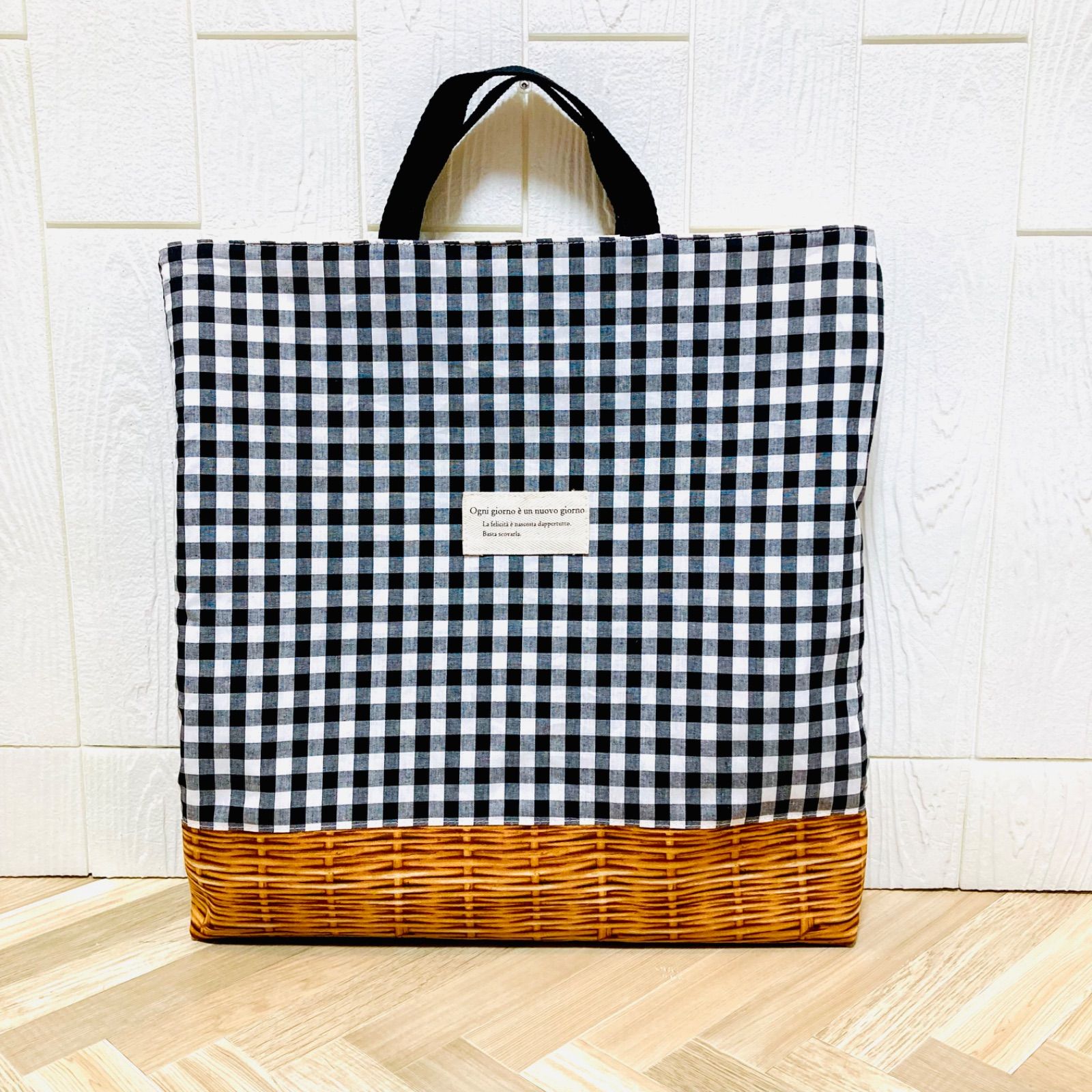 9 ギンガムチェック お花レッスンバッグ フリルバッグcheck&stripe 9 ギンガムチェック お花レッスンバッグ フリルバッグcheck&stripe