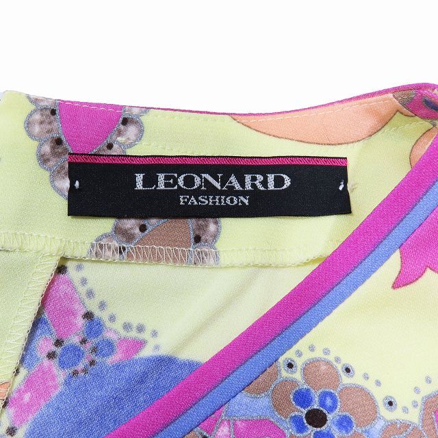 極美品 レオナール LEONARD カンカン素材 フラワープリント ジュエリープリント 花柄 宝石柄 チュニックワンピース 長袖 黄色 イエロー サイズ 38 レディース - メルカリ