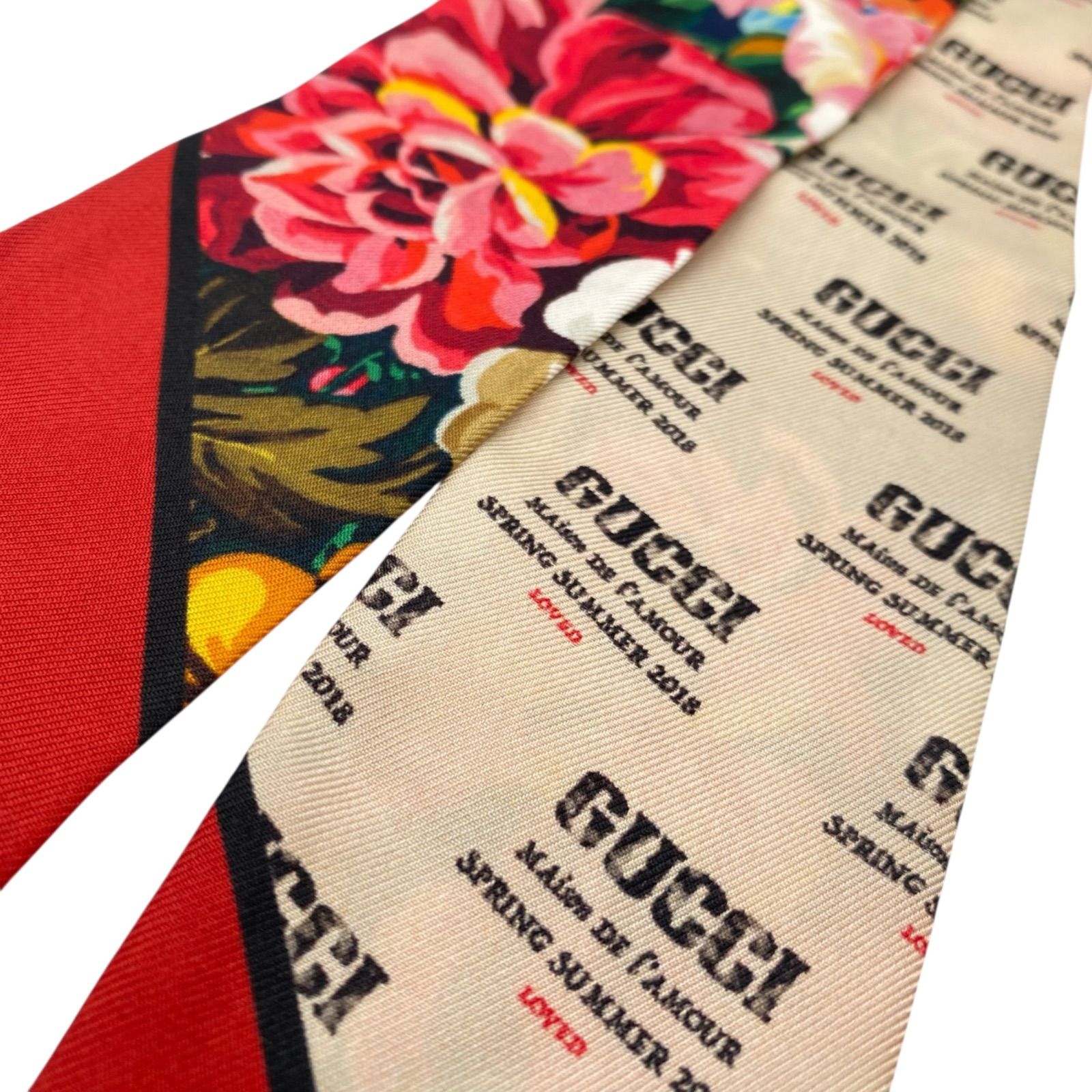 ○美品 グッチ GUCCI スカーフ ツイリー ネックボウ フローラル