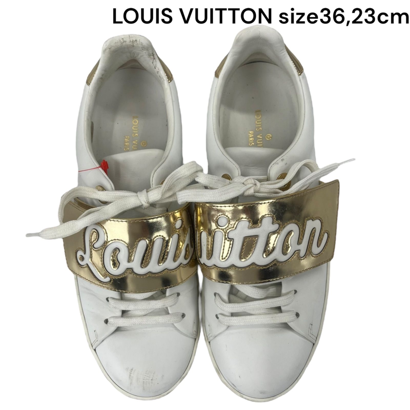 ヴィトン スニーカー 36.5 ルイヴィトン LOUIS VUITTON ベルクロ ロゴ スニーカー 靴