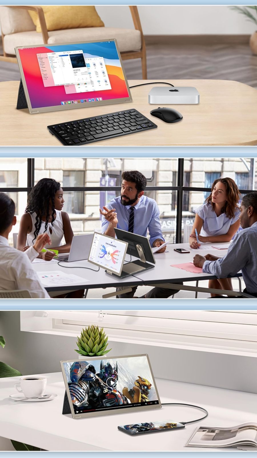 OFIYAA 15.6”モバイルモニター 2画面 トリプルポータブルモニタ 【公式