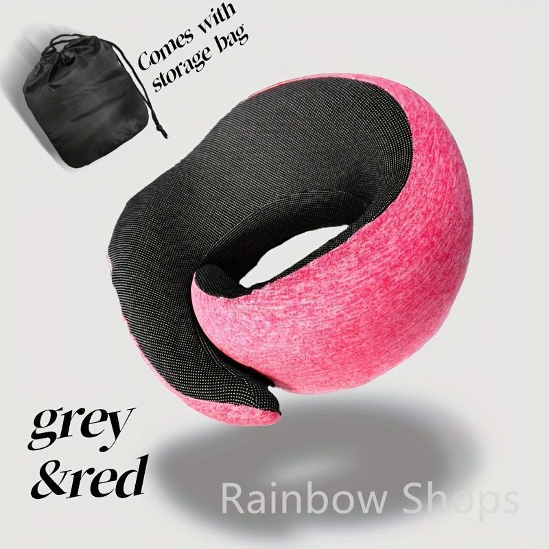 トラベルピロー ネックピロー 低反発 携帯枕 旅行用 コンパクト 収納 折りたたみ式 U型 まくら 飛行機 持ち運び 便利 収納ポーチ付き 旅行用品 トラベル グッツ グレー レッド ライトグレーygg cp37