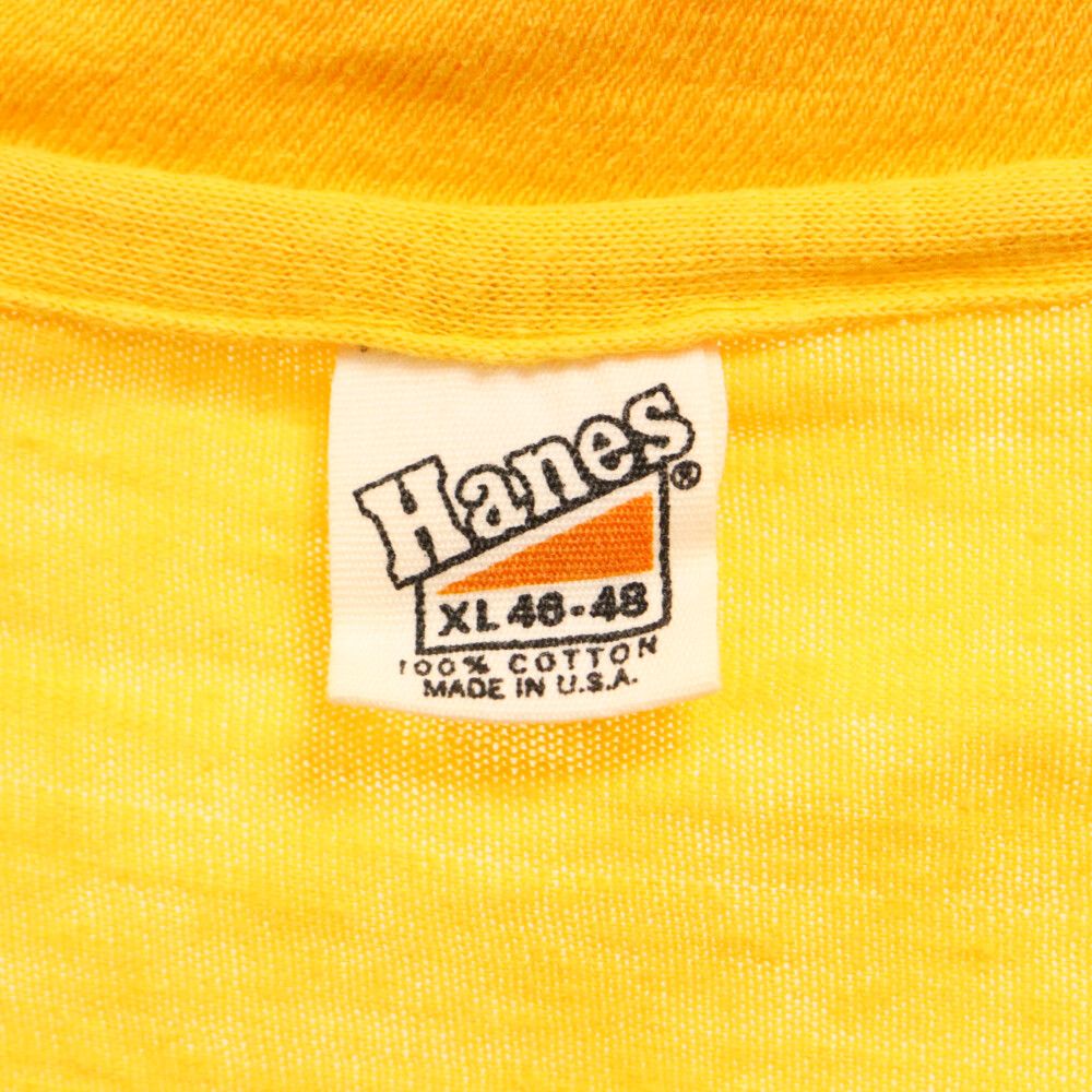 Hanes (ヘインズ) 70S USA製 VINTAGE Anything Goes ヴィンテージ エニシングゴーズ フロントロゴ プリント半袖Tシャツ カットソー イエロー