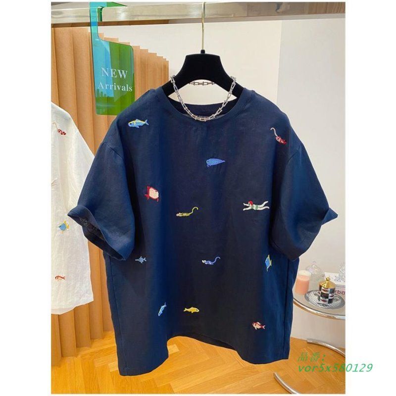 Tシャツ 刺繍 レディース トップス ブラウス 夏シャツ きれいめ